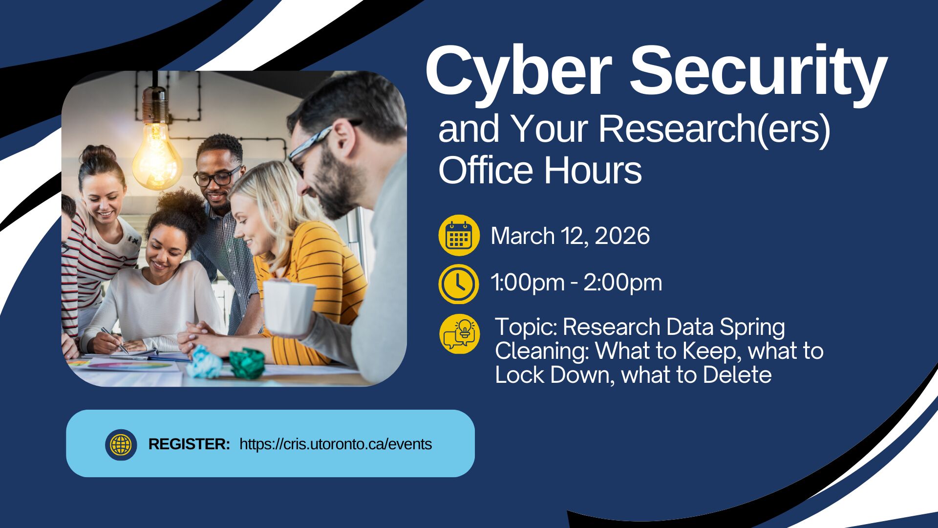 Promotional image for Cyber Security and your Research(ers) Office Hours in March