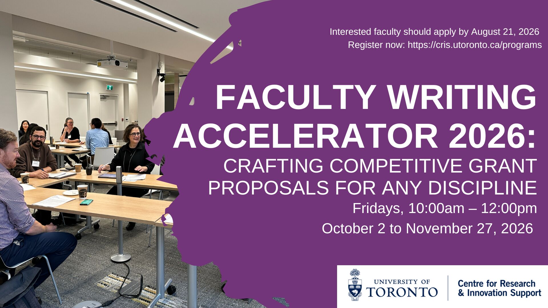 Promotional poster for Faculty Writing Accelerator - Grants start on October 2 2026.