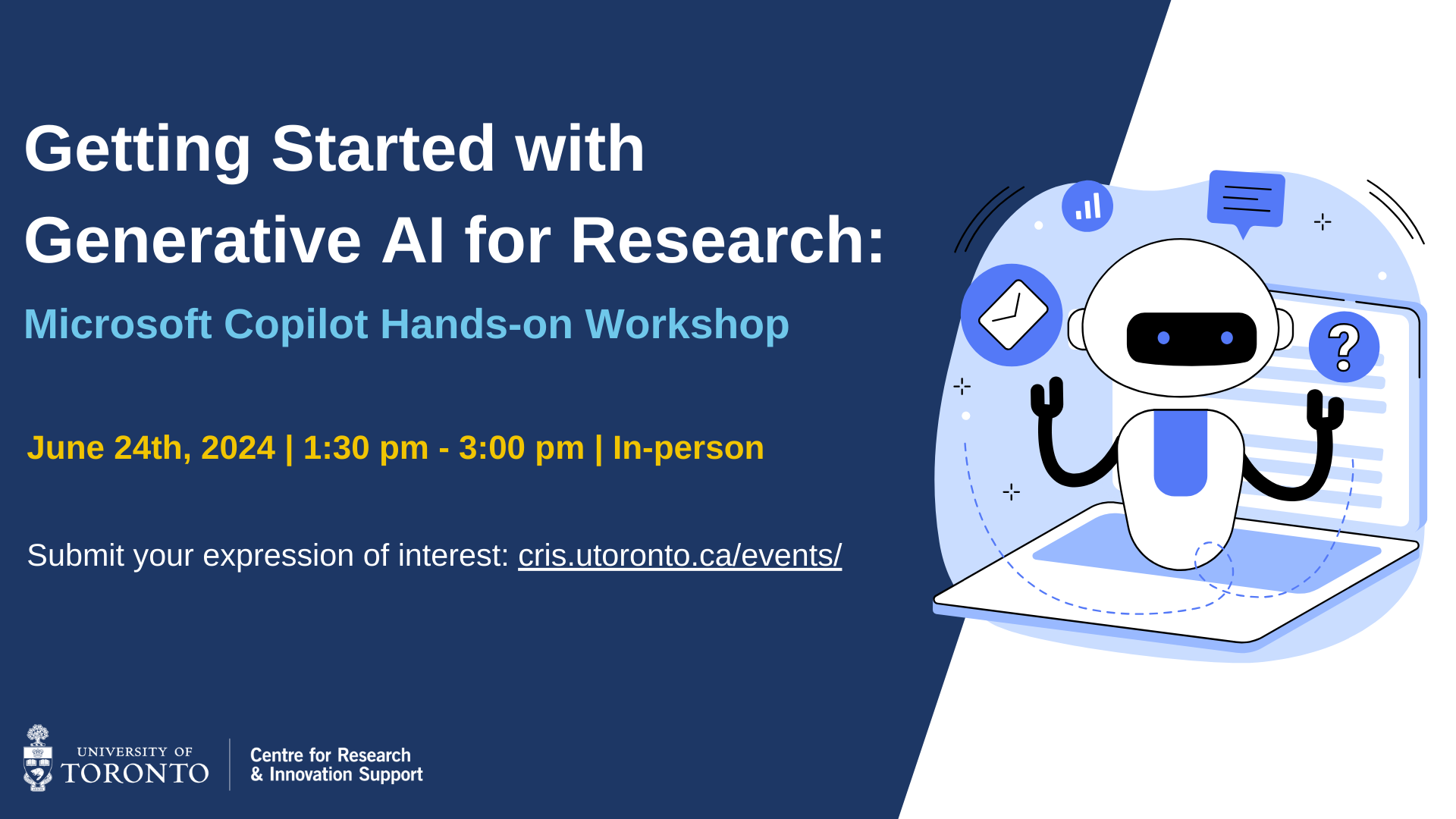 poster for Getting Started with Generative AI for Research workshop on June 24th, 1:30 – 3:00 pm