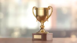 A photo of a trophy.