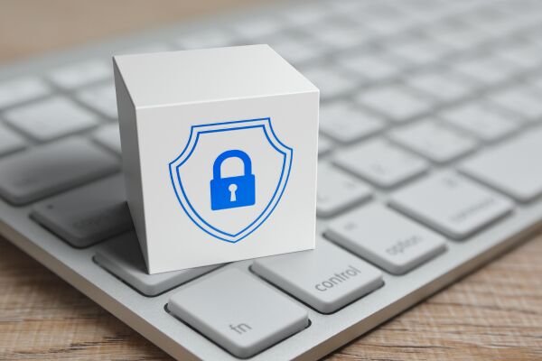 Locked security symbol on a computer keyboard.