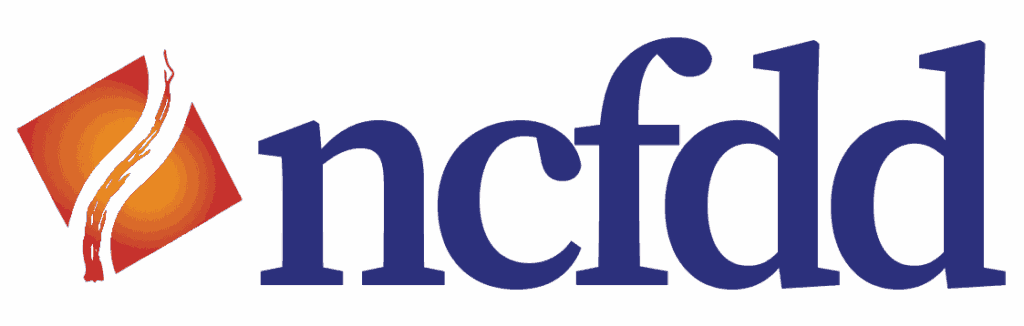 Logo of National Center for Faculty Development and Diversity, with orange graphic