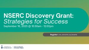 Promotional image for the event, "NSERC Discovery Grant: Strategies for Success"