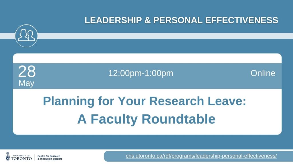 Promotional poster for "Planning for your Research Leave" roundtable event.
