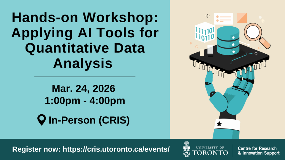 Decorate poster for Hands-on Workshop Applying AI Tools for Quantitative Data Analysis on March 24 2026
