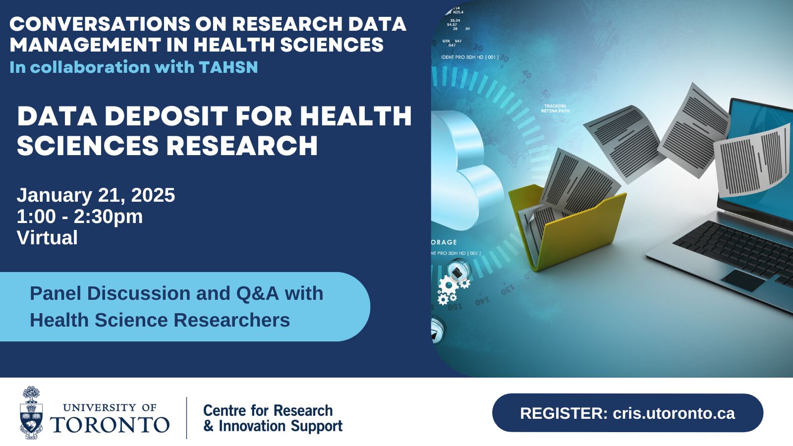 Visual representation of a data deposit system designed for health research, emphasizing secure data sharing.