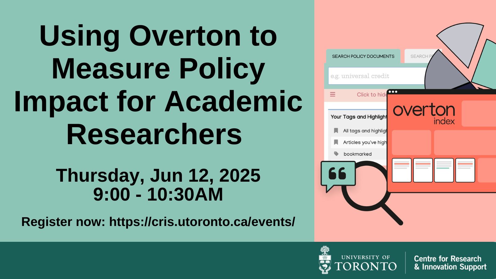 Promotional poster for "Using Overton to Measure Policy Impact for Academic Researchers."
