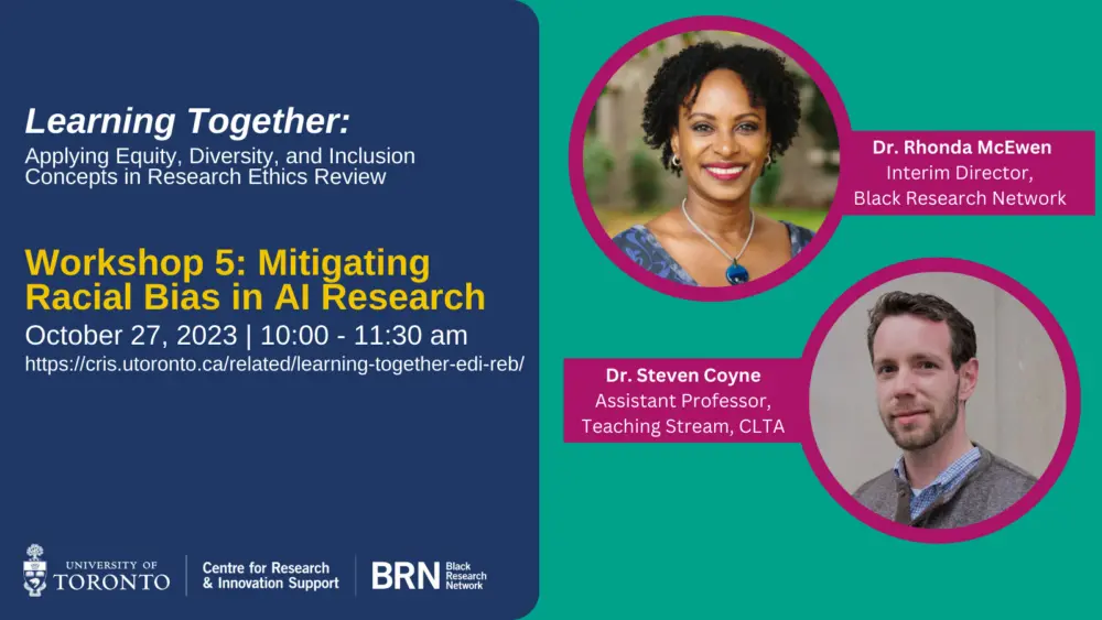 This image is a poster for this session with the title, date, and wordmark for the Centre for Research & Innovation Support. It also includes a head shot of Dr. Steven Coyne and Dr. Rhonda McEwen.