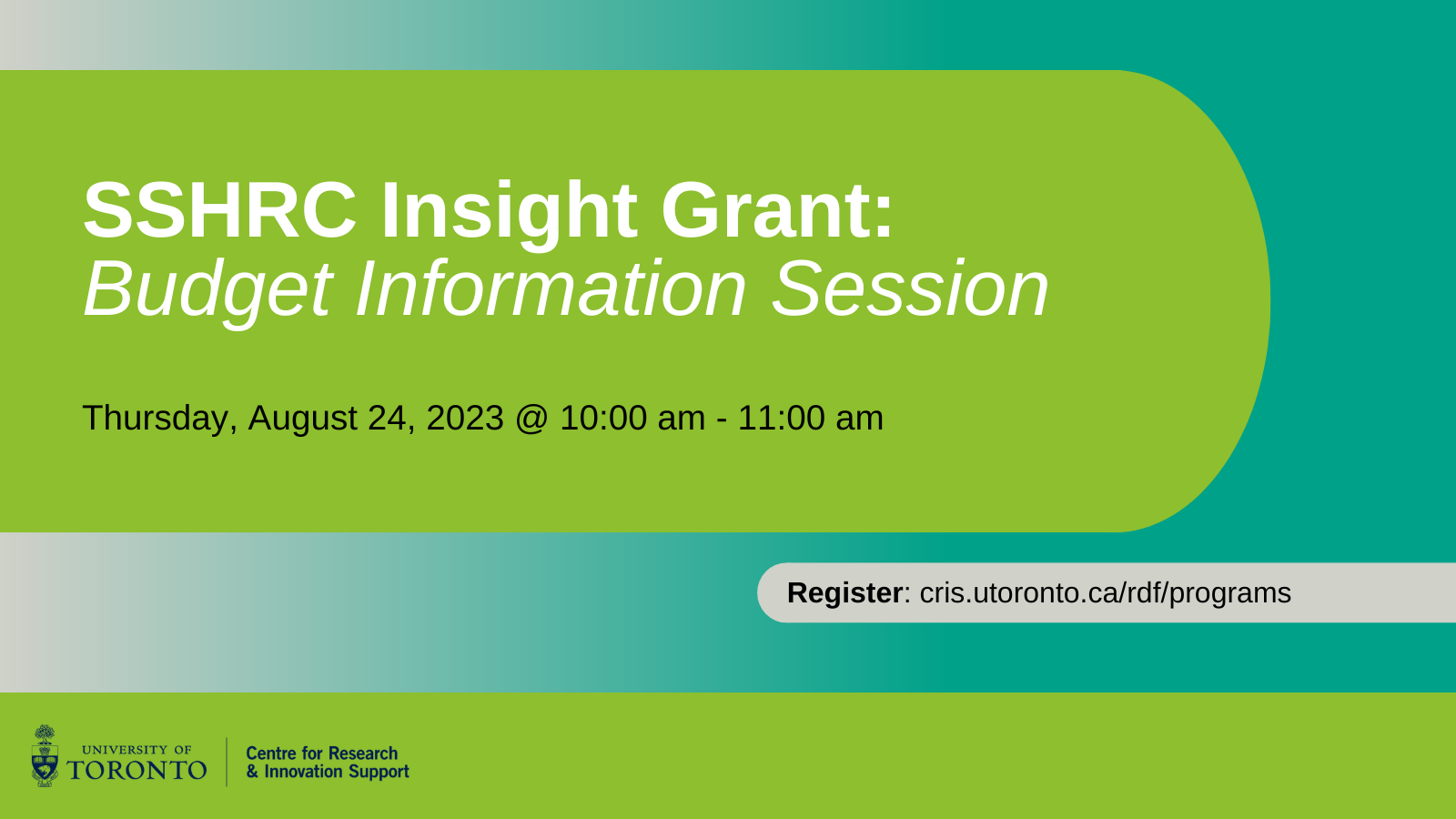 Session poster including event title, date and time, and registration link on a green and teal background