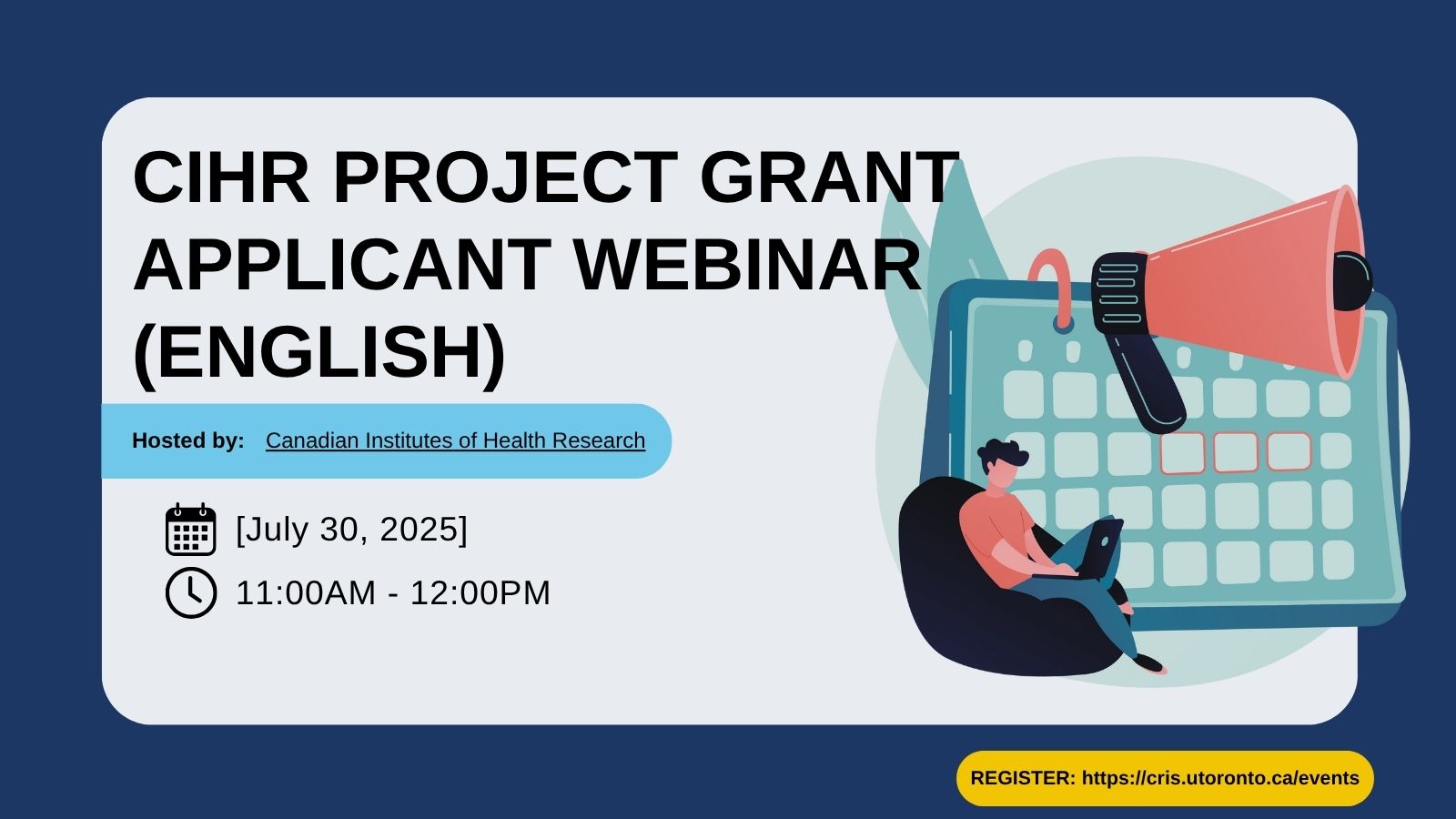 Promotional image for CIHR Project Grant Webinar (English)