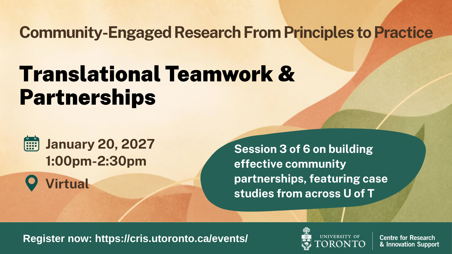 Event poster: Community-Engaged Research from Principles to Practice 3: Translational Teamwork & Partnerships