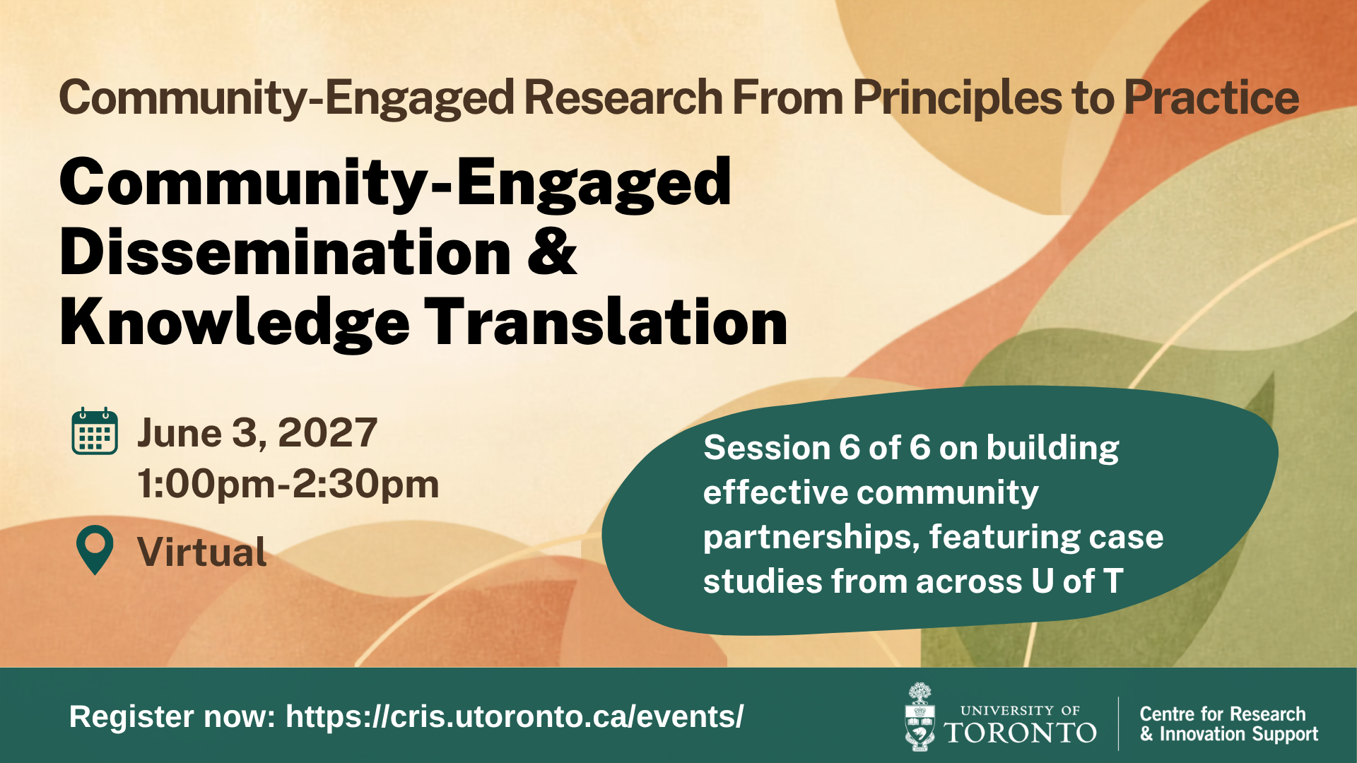 Event poster: Community-Engaged Research from Principles to Practice 6: Community-engaged Knowledge Mobilization